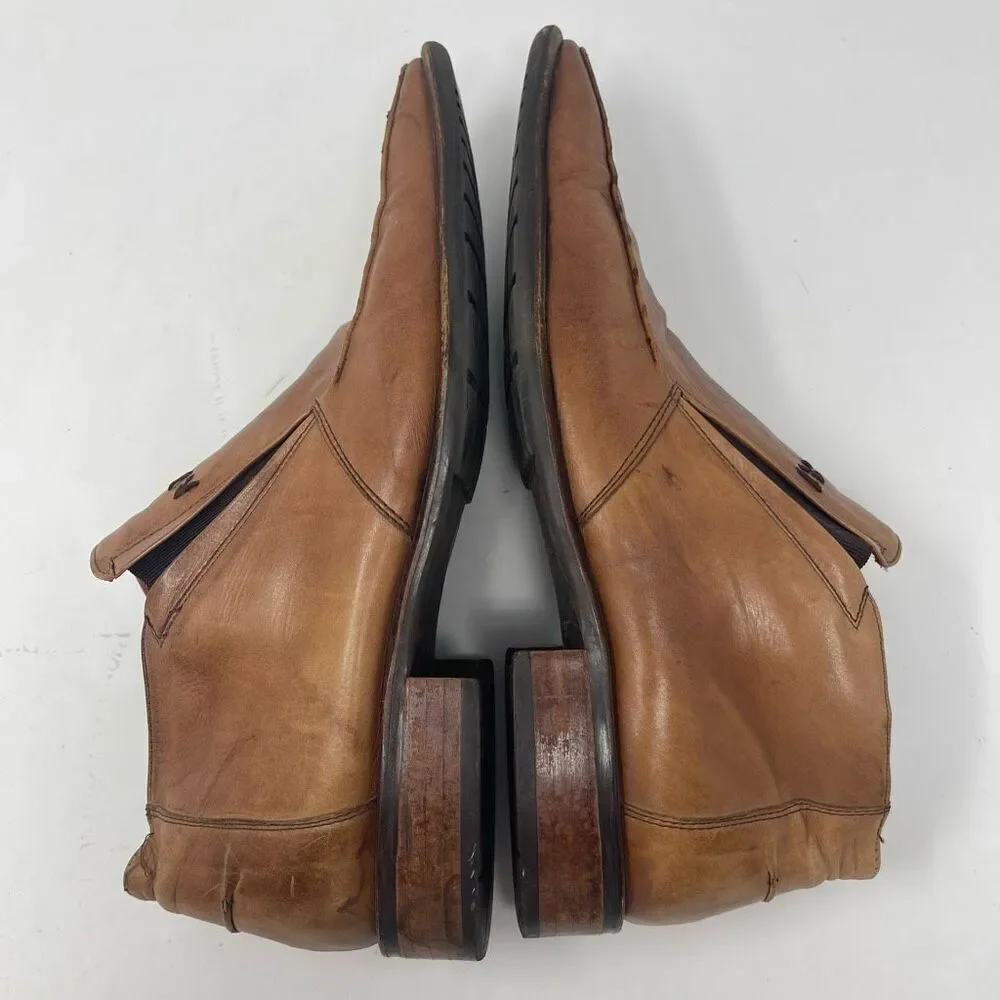 Angel Infantes Brown Square Toe Slip On Fine Leather Loafer Dress Shoes Size 45